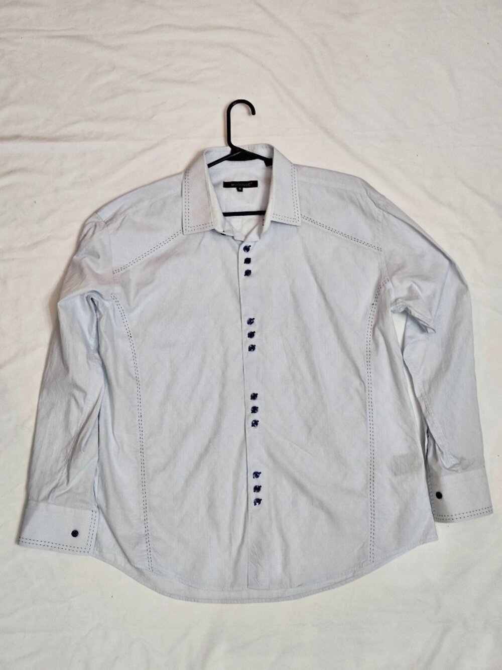 Bogosse Mens Size 6 Light Blue Paisley Jacquard Button Down Shirt Made in Turkey